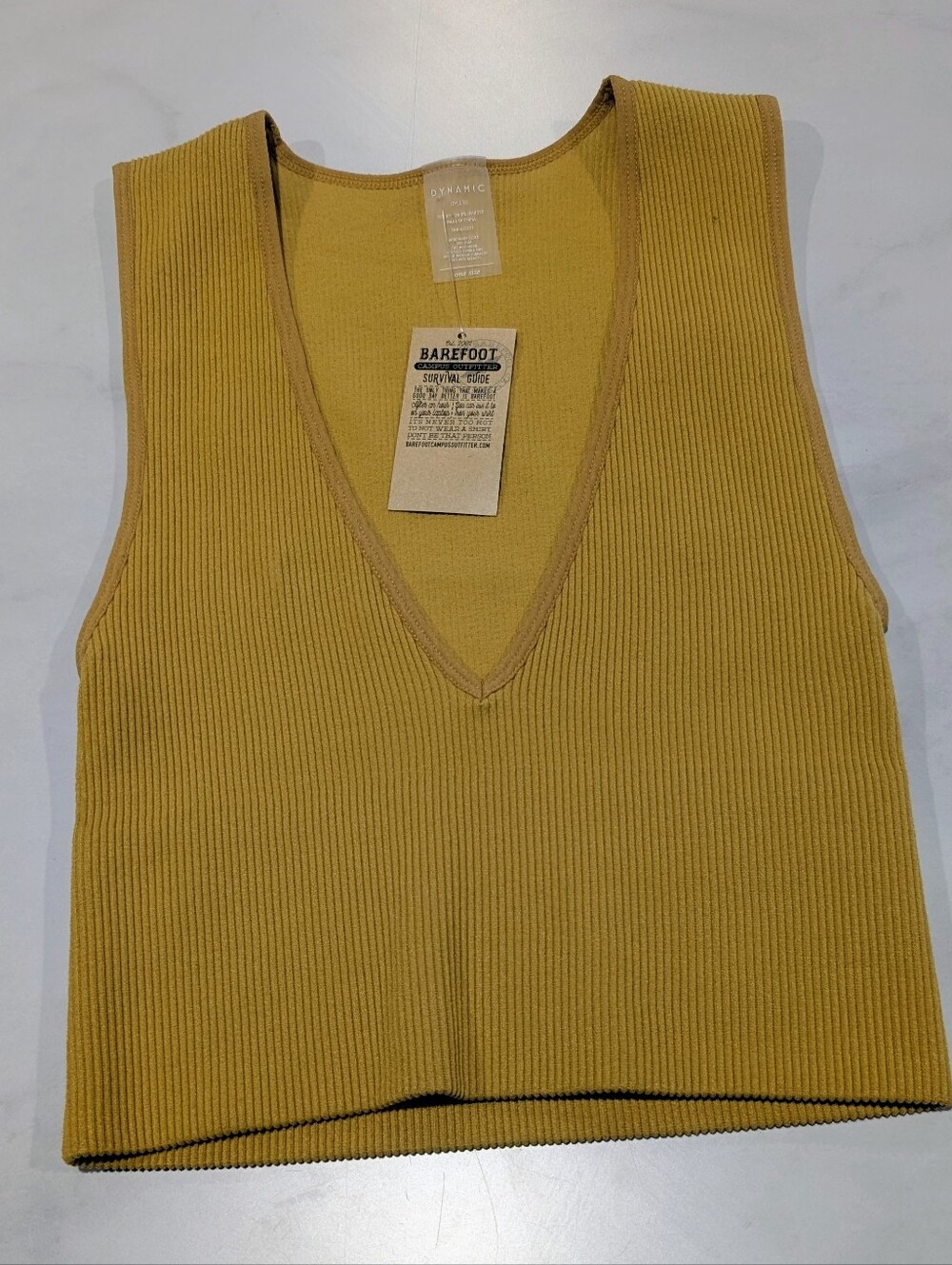 Dynamic Women's Mustard Ribbed V-Neck Tank